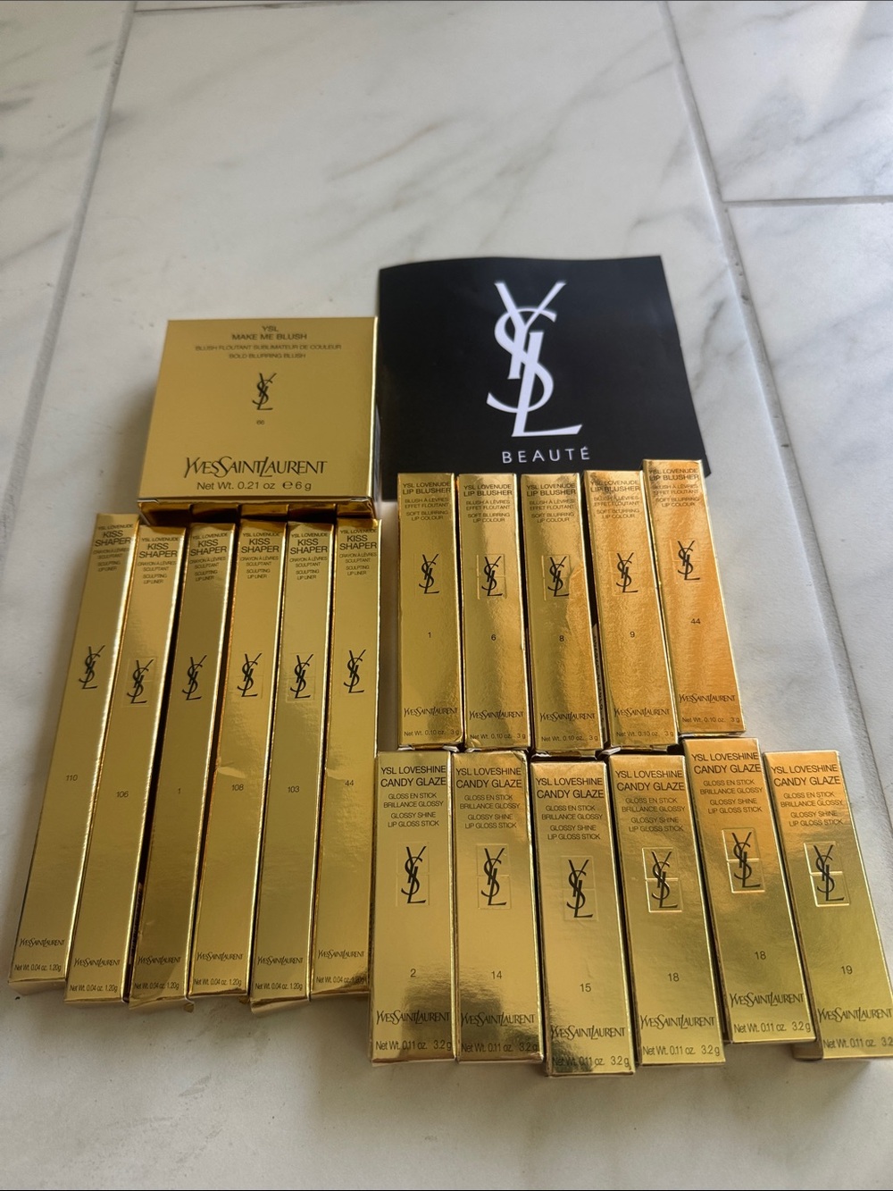 YSL Makeup Bundle: Candy Glaze, Kiss Shaper, Lip Blusher & Make Me Blush